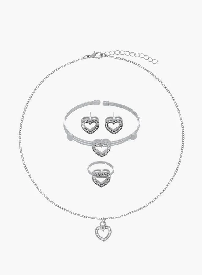 Flora Bella By Shoexpress Set Of 4 Jewellery Set With Embellished Heart Design Ramadan Collections